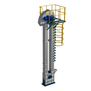 Render image of an Elevator used for vertically transporting salt between processing stages.